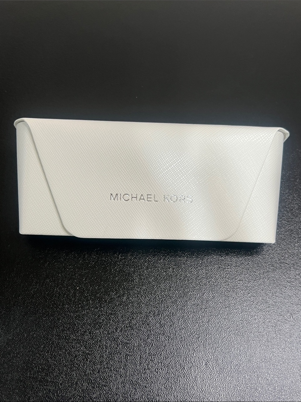 Michael Kors White Textured Sunglasses Case with Logo
